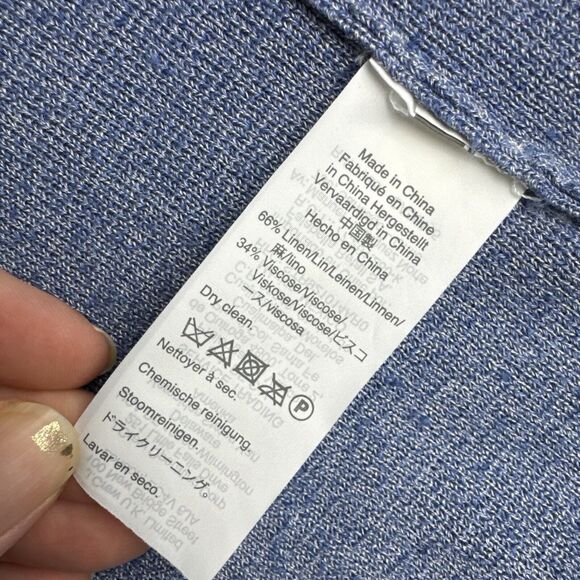 J. Crew Juliette Sweater Women's XL Blue Cardigan Open Front Linen‎ Blend (1065) - Picture 5 of 9